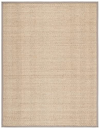 SAFAVIEH Area Rug 9x12 - Natural Fiber Collection - Large - Natural & Grey, Seagrass, Basketweave Pattern with Border (NF114P) - Image 3