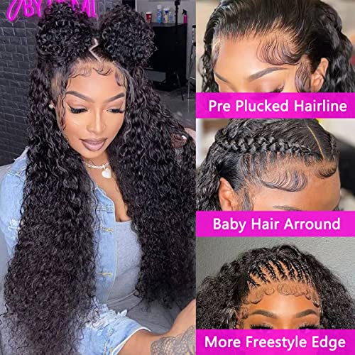 13X4 Lace Front Wigs Human Hair Pre Plucked 180% Density Brazilian Wet And Wavy Human Hair Wigs For Black Women Glueless Curly Lace Frontal Wigs Human Hair Natural Color (22 Inch) #TOP2
