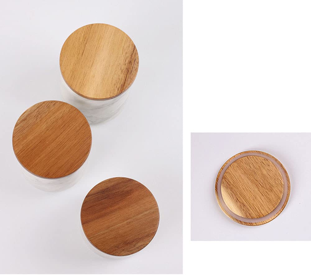 CMBSSTFC Barattolo di spezie per zuccheriera in Ceramica di Marmo con Coperchio in Legno Bordo Dorato Pentola per Alimenti per barattoli di spezie da Cucina Set per organizzare ed esporre Eleganti