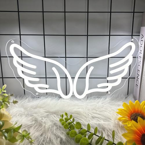 Wings Neon Sign for Wall Decor, Angel Wings Led Signs for Home Decor, Dimmable Neon Light Sign for Bedroom, Game Room, Living Room, Bar Decoration, USB Powered Light Up Neon Signs for Man Cave