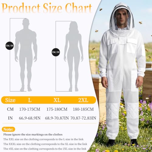 HiveSweet 3 Layer Mesh Ventilated Beekeeping Suits Professional Ultra Ventilated Bee suit Premium Beekeeping Suit with Two Detachable Beekeeping Veils for Men Women by HiveSweet - Used condition - Image 4
