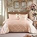 Chumerry Rich Satin Comforter Set Light Pink Pintuck Bedding Set King Size Bed in a Bag Extra Smooth Luxury Silk Like Silky Duvet Diamond Geometric Pinch Pleat Bed Set