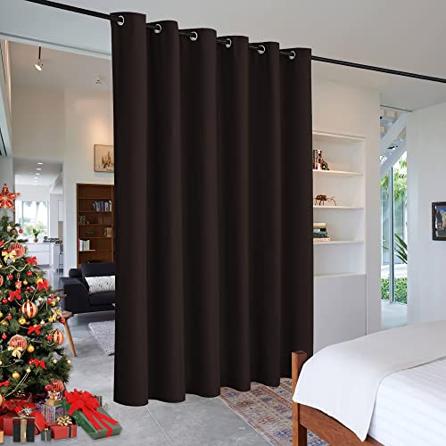 Image of RYB HOME Blackout Curtains Blind Adjustable Room Divider Thermal Insulated Separation Screen for Office /Patio Door /Apartment /Dorm, Wide 120 x Long 108, Brown, 1 Pc