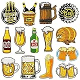 Lpitoy Lot de 14 Patchs Thermocollants en Forme De Chope De Bière, Motif Dessin Animé, pour Vêtements, Chapeaux, Vestes