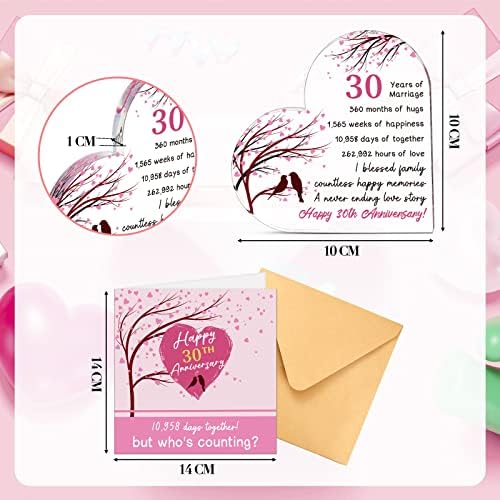 30th Wedding Anniversary Romantic Gift for Him Her Funny Pearl Anniversary Card for Wife Husband with Envelope Acrylic Heart Shaped Keepsake Happy 30th Wedding Anniversary Cards for Partner Couple