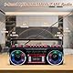 Tragbare Kassettenspieler Boombox AM/FM/SW Radio Stereo, CasetteTape Player Recorder, MP3 Bluetooth USB RGB Lichter TF Karte (Rot)