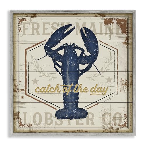 Chesapeake Bay Lobster Nautical, 17 x 17 Inch Framed Giclée Print