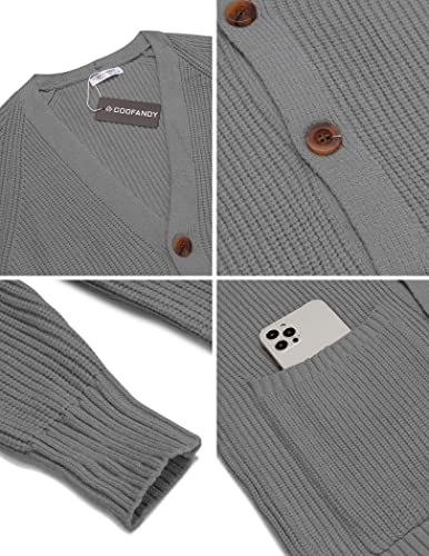Coofandy Men's Cardigan Sweaters Casual Cable Knitted Sweater Button Down Cardigan Dark Grey #TOP4
