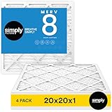 Simply 20x20x1 Air Filter, Merv 8, MPR 600, 4 Pack, Furnace...