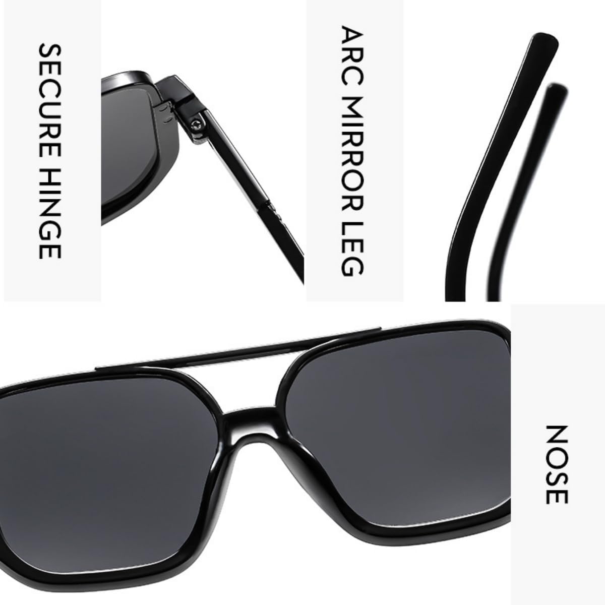 4 Pieces Retro Oversized Aviator Sunglasses for Women Men Square Semi Rimless 70s Vintage Aviator Sun Glasses - Image 5