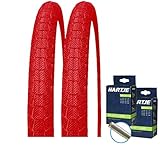 Größe: 20x1.95 / 50-406 KENDA Set: 2 x Fahrrad BMX Reifen farbig K907 Krackpot ROT 20x1.95 + 2 SCHLÄUCHE Autoventil