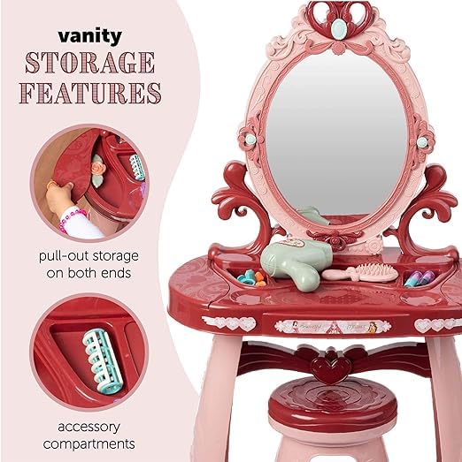 Samtop Vanity Kids Makeup Vanity | Play Vanity Sets for Girls | Toddler Makeup Vanity | Vanity Set Makeup Table for Girls | Girls Play Vanity 4