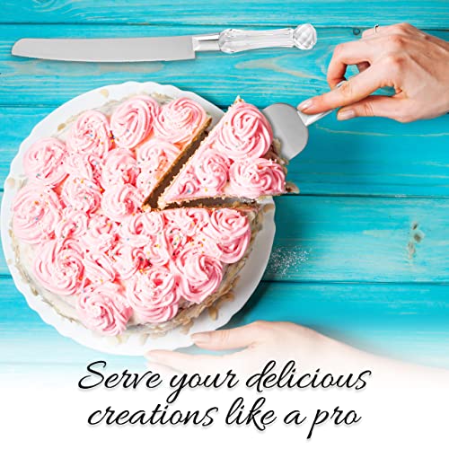 Homi Styles Cake Knife And Server Set | Acrylic Faux Crystal Handles & Premium 420 Stainless Steel Blades | Cake Cutting Set For Wedding Cake, Birthdays, Anniversaries, Parties #TOP4