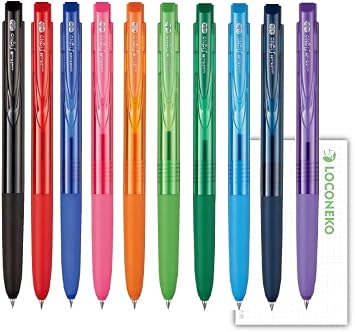Mitsubishi Pencil UMN-155N-38 Uni-Ball Signo RT1 Gel Ink Ballpoint Pen, 0.38 mm 10 Colors Available + Roconeko Test Brush Paper