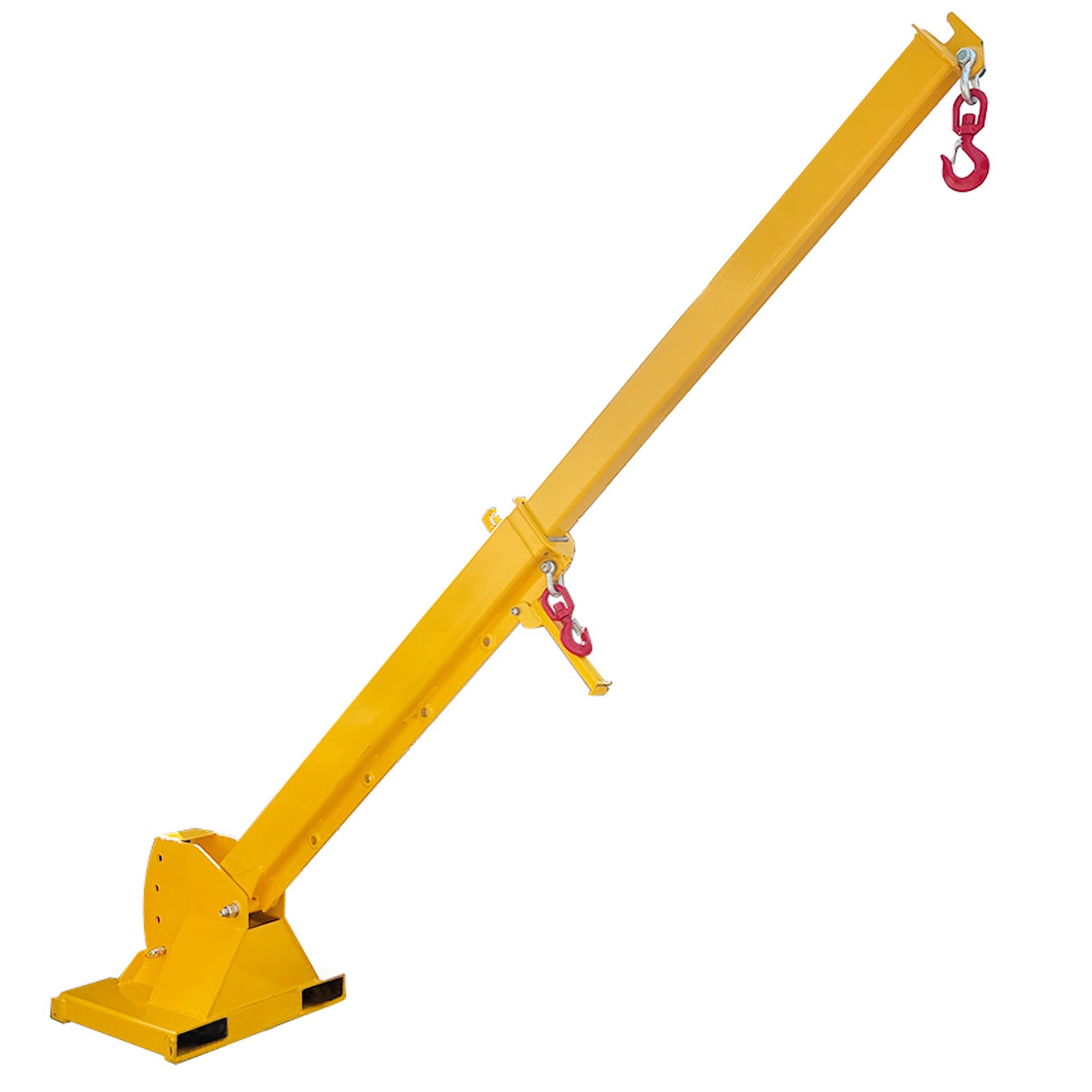 HQHAOTWU Forklift Jib Boom Crane Industrial Forklift Telescoping Jib Boom 4400lb Capacity Hoist Jib Boom Hook Double Fork Design Extend from 7 Up to 12ft Adjustable Crane Boom Mobile Crane Lifting
