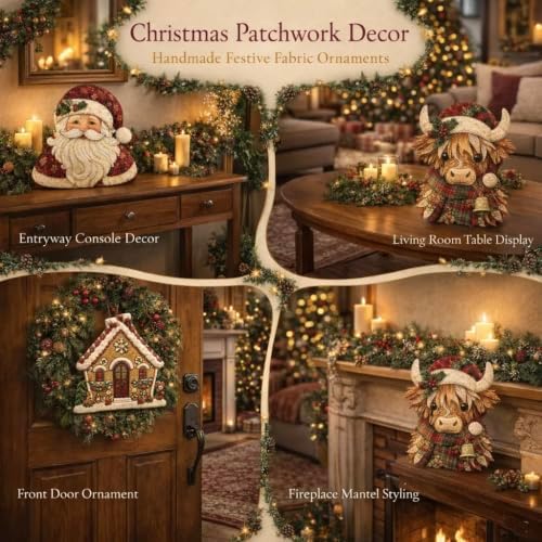 Christmas Patchwork Fabric DIY Decor Kit - Fabric Sewing Set for Adults (3PCS-C) - 2