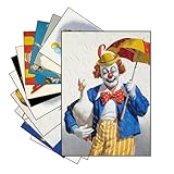 PIXILUV 12 x Mini Posters Unframed ~ Clowns in Action at the Circus, Featuring Animal Companions, Acrobatics, Laughter, and the Heartwarming Energy of Festive Shows.