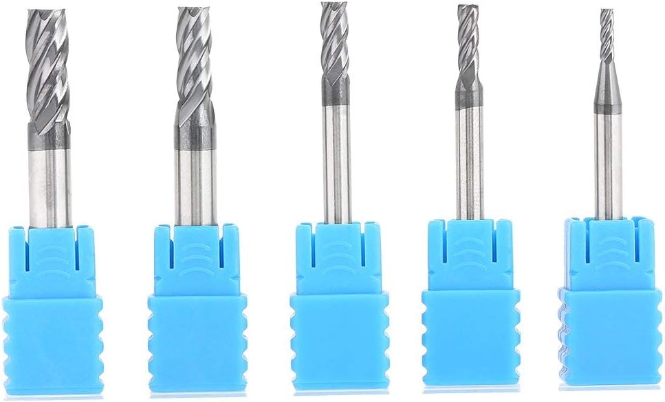 End Mill Set, 5pcs Tungsten Carbide Thread 4-Flute Milling Cutter Tool End Mill Set Tools Accessories Durable Construction for Home Construction Engineering Use