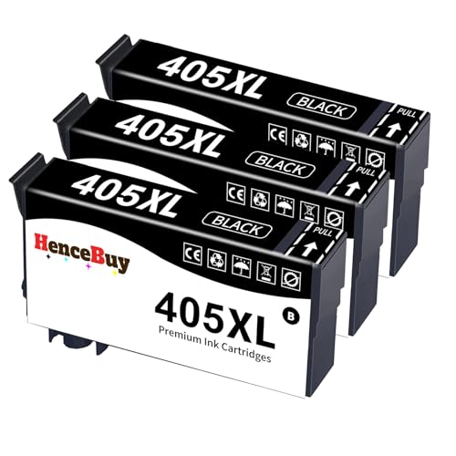 HenceBuy 405XL Black Ink Cartridges Compatible for Epson 405 XL 405XL Multipack for WorkForce Pro WF-3820 WF-4820 WF-7310 WF-7830 WF-7840 WF-4830 WF4820 WF3820 WF7310 WF7830 WF7840 WF4830, 3 Black