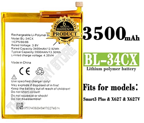Image of THE BATTERY STORE Original BL-34CX Battery for Infinix Smart 3 Plus(BL-43CX) Battery with 6 Month Warranty and high Capacity Battery Backup.