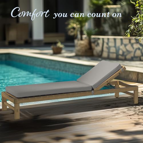 California Umbrella Outdoor Chaise Lounge Cushion, 24 x 78 Inch, Premium Outdoor Densified Fiber, Fade Resistant, Sunbrella Fabric, Patio Lounger Cushion with Fabric Ties, Granite by California Umbrella - Image 7