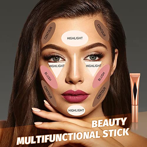 Concealer Stick,Contour Stick Makeup Liquid Highlight And Contour Wand,Cream Contour Stick With Soft Cushion Applicator,Foundation Highlight Makeup Bronzer Stick For Face #TOP6