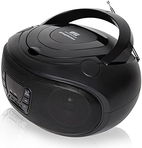 Grouptronics GTCDR-501 Black Portable Stereo CD Player BoomBox And Portable Radio - With USB Port, MP3 Player & AUX IN for Smartphone & Tablet, Mains or Battery