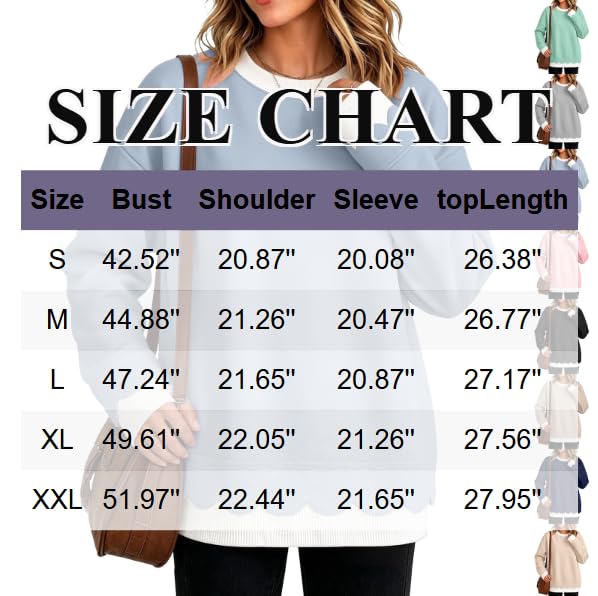 Scalloped Layered Sweatshirt for Women 2 in 1 Crewneck Long Sleeve Shirts - image 7