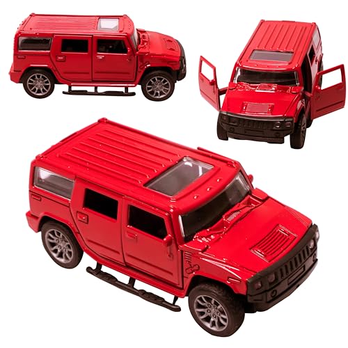 Image of Toy Cloud DieCast Model Cars Hummer Metal Car for Kids Pull Back Action Opening Doors Toy Cars for Boys 5-8 Years - Red