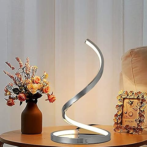 Karmiqi LED Spiral Bedside Table Lamp, Modern Dimmable Night Light, Nightstand Lamp for Bedroom, 12W 3 Levels Dimming for Living Room Office, Touch Control Cover