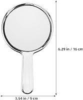Vista 3 de Espejo de mano de vidrio con mango para maquillaje, espejo de viaje portátil para hombres y mujeres, chapado en plata, redondo