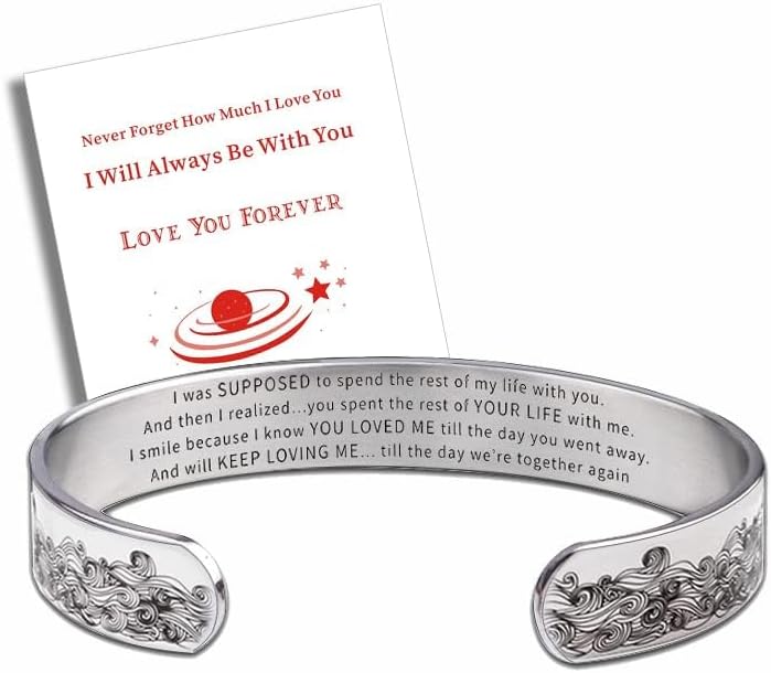 Jojomina Memorial Bracelet for Loss of Loved One Husband Mother Dad Son Daughter Bereavement Sympathy Gift Stainless Steel Inspirational Mantra Cuff Bangle Bracelet - Image 2