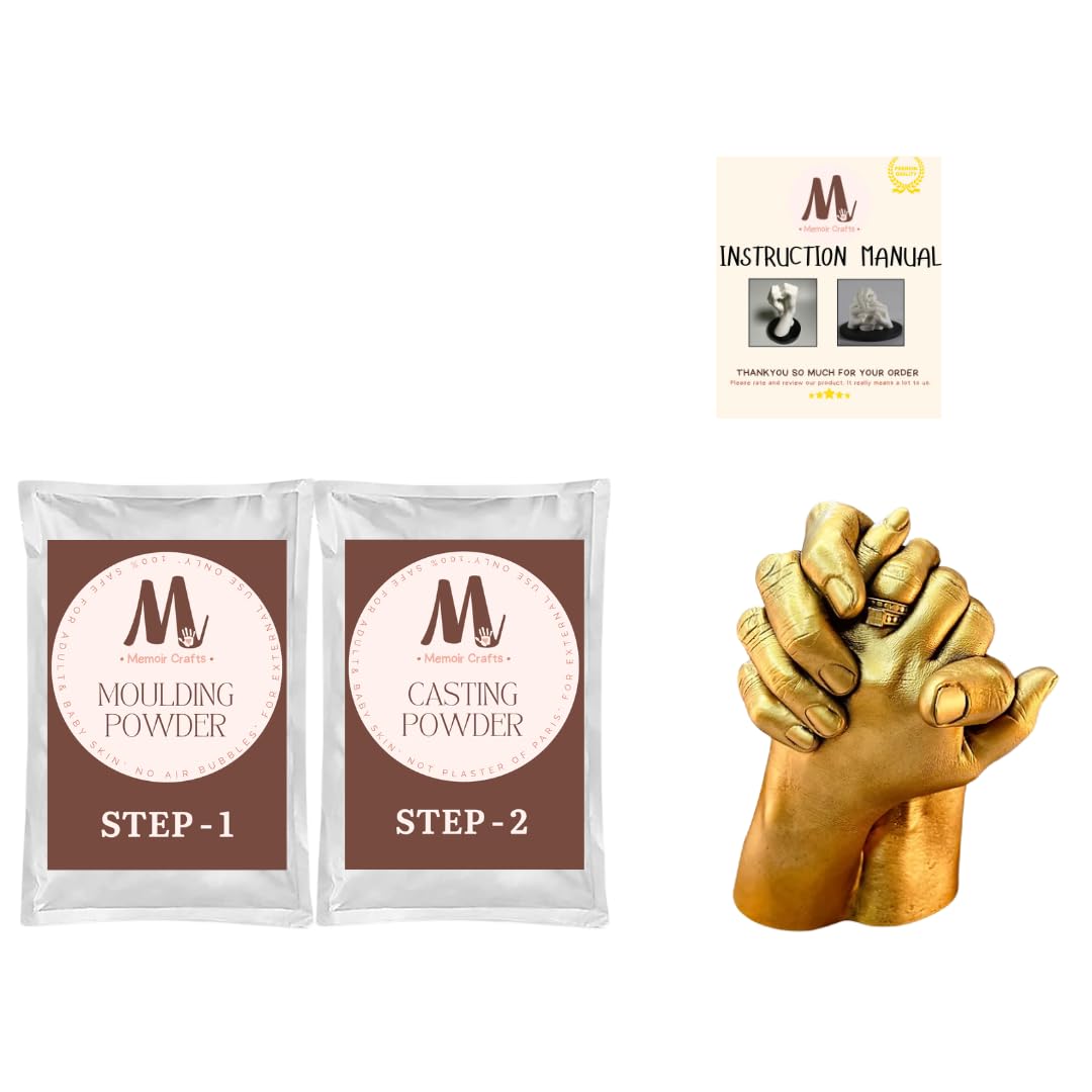 Memoir Crafts Couple Hand Casting Kit | DIY Hand Impression Kit for Couples | Only Moulding & Casting Powder with Instructions Card | Unique Gift for Anniversary, Wedding & Valentine's Day-image-17
