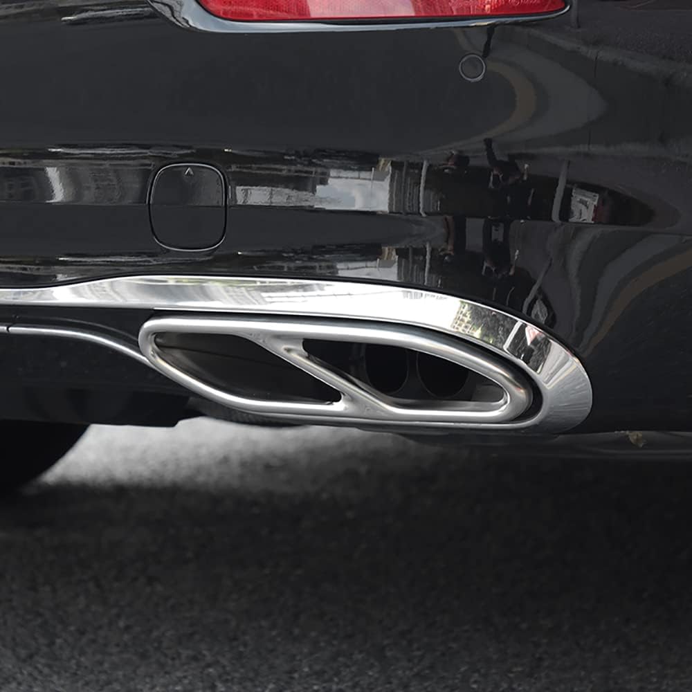 2Pcs Stainless Steel Tail Throat Exhaust Pipes Frame Tailpipe Trim Decoration for Mercedes-Benz S Class W223 S450 S560 S500 S580 S63 AMG S580e Exterior Accessory (Silver)