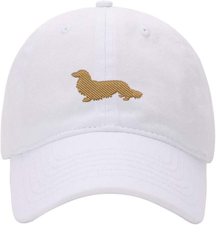 Men's Baseball Caps Long Haired Dachshund Embroidered Dad Hat Washed Cotton Adjustable Embroidery Cap