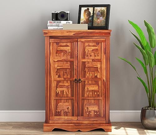 KUSUM HANDICRAFTS Solid Sheesham Wood Wooden Cabinet Sideboard with 2 ...