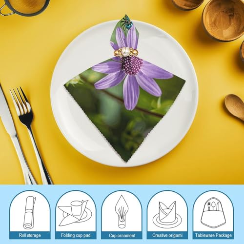 Vintage Flower Plant Dragonfly Servilletas de Tela Pack 4 miniatura 7