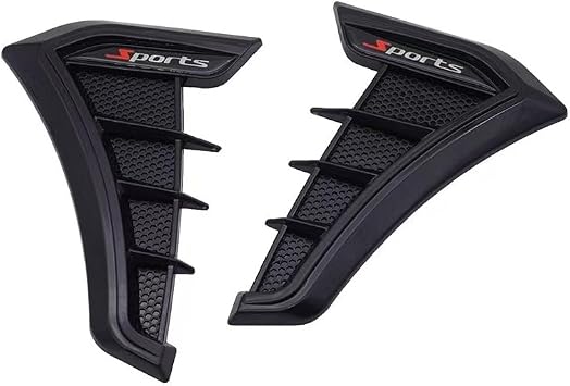 Car Fender Side Vents for Ford Mustang 2009-2015, Self-Adhesive Sports Pattern Exterior Trim Modification Kit, Personality Shark Gill Air Flow Grille Decoration,Black