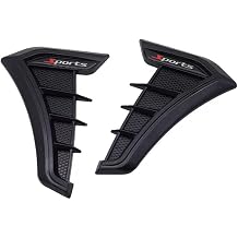 Car Fender Side Vents for Ford Mustang 2009-2015, Self-Adhesive Sports Pattern Exterior Trim Modification Kit, Personality Shark Gill Air Flow Grille Decoration,Black