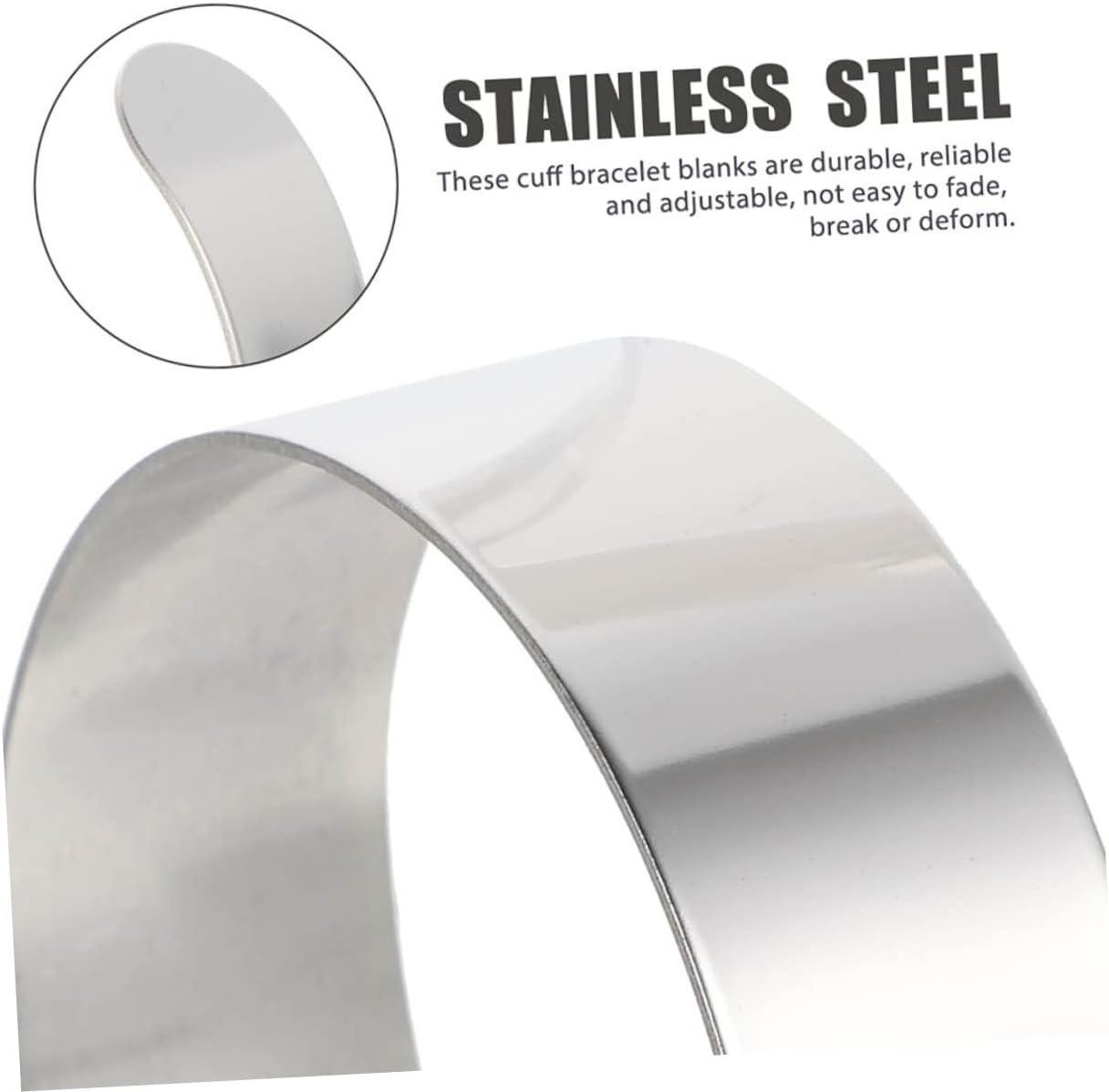 Veemoon Adjustable Cuff Bangle Bracelet Blanks 304 Stainless Steel Bracelet Blanks for Jewelry - Image 6