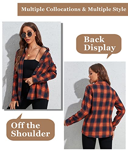 Deer Lady Plaid Flannel Shirts for Women Buffalo Plaid Shirts Oversized Long Sleeve Casual Button Down Blouse Top2
