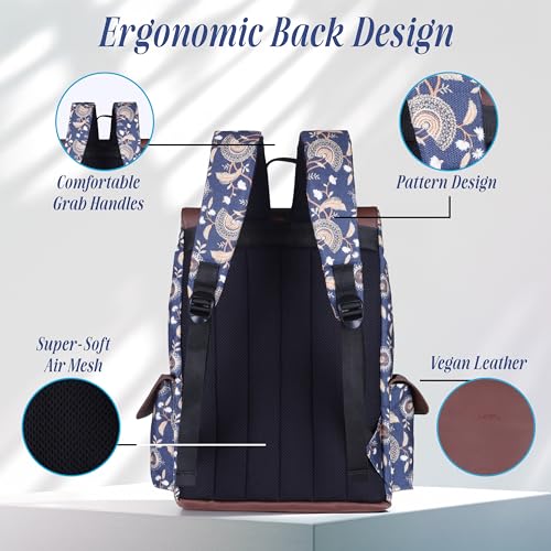 Image of Protecta Prisma Floral Printed Laptop Backpacks for Women and Men Fits 16Inch MacBooks Water-Repellent Bag for Office Collage and Travelling Print Padded Sleeve Lightweight Durable Design 18L