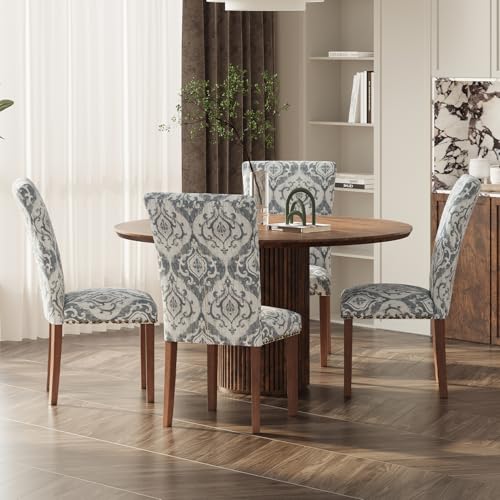 Image of Stylish Dining Chairs Set of 4, Upholstered Parsons Dining Room Chair with Nailhead Trim, Kitchen Room Chair with Thick Cushions and Wood Legs, Nailhead Trim, SKY2050A-03