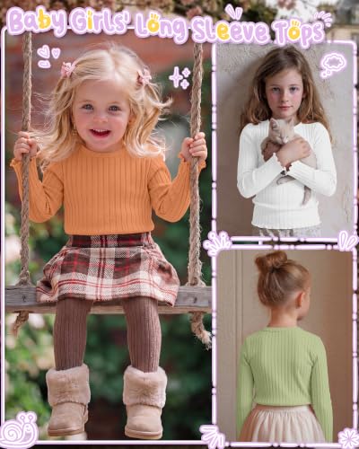 Image of 4 Pack Toddler Girls' Long Sleeve Shirts Cotton Tops
