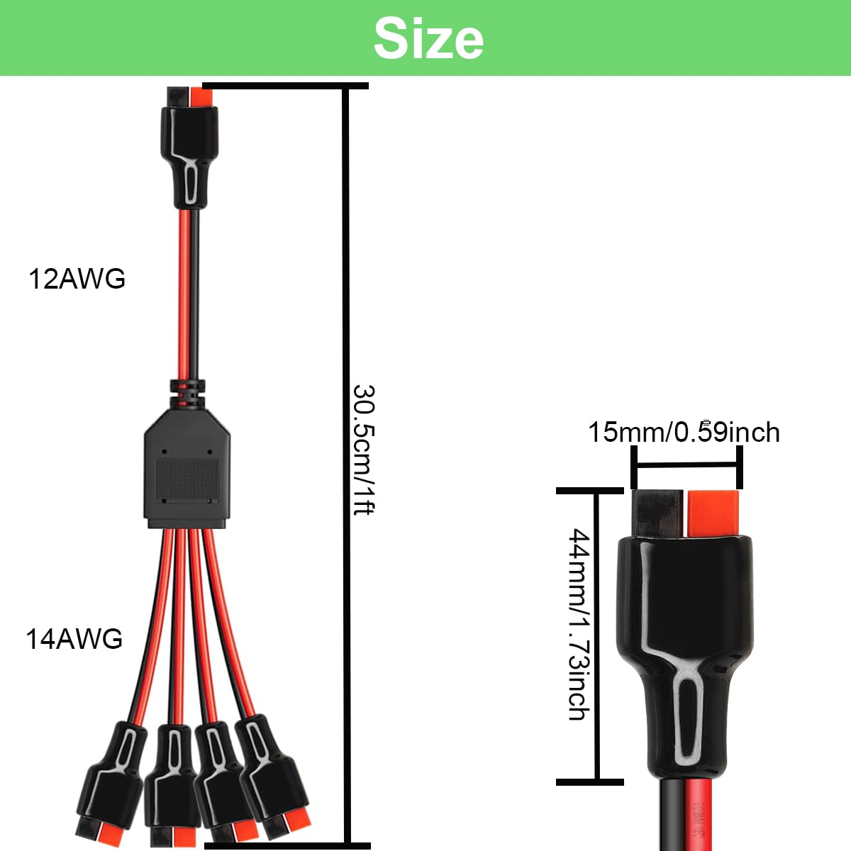 do Anderson Y Złącze kabla rozdzielacza 1 do 4 45 A Panel słoneczny Przedłużacz do ładowarki do GZ Jackery Power Pole Port RV Solar Elektrownia Elektrownia