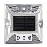 Serlium Solar Power Ground Marker Lights, 6 LED Waterproof Outdoor Driveway Road Stud Lamp for Road Driveway Garden