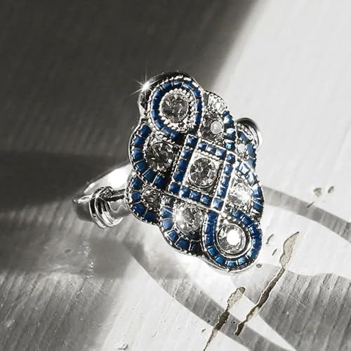 White Gold Plated Blue Cubic Zirconia Engagement Rings Wedding Bridal Band Promise Rings Evening Parties Anniversary Valentine's Day Gifts Eternity Bands for Women4