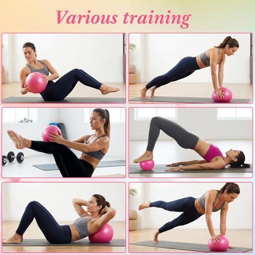 Image of 4 Pcs Small Exercise Pilates Ball Bulk 9 Inch Mini Yoga Balls Anti Burst and Slip for Stability, Fitness, Physical Therapy, Stretching & Core Workout at Home Gym Office Class