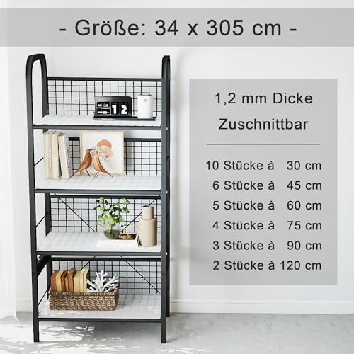 Janeart Dicke Regaleinlage für Drahtregale: wasserdichte Dicke Regaleinlage für Vorratsschrank Durchsichtige - 34 x 305 cm Strapazierfähige Schneidbare Kunststoff Einlage für Regale