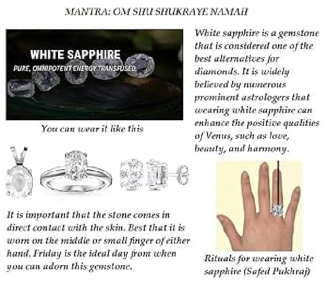 Saphir Blanc Safed Pathar de 8 Ratti contre les rayures de vos bijoux - 7